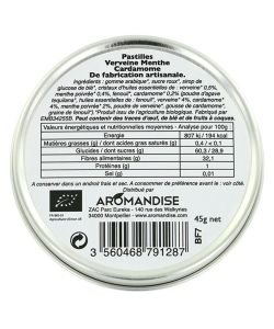 Pastilles Verveine-Menthe-Cardamome BIO, 45 g